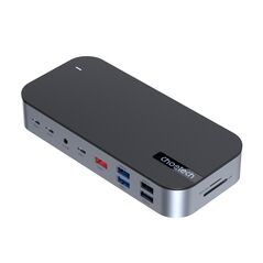 HUB Choetch M52 USB-C - USB-C PD/USB-C/USB-A/HDMI/VGA/DP/SD/TF/RJ45/AUX - gray