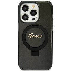 Guess Ring Stand Script Glitter MagSafe case for iPhone 11 / Xr - black