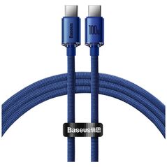 Baseus Crystal Shine Braided USB 2.0 Cable USB-C male - USB-C male Μπλε 1.2m (CAJY000603) (BASCAJY000603) έως 12 άτοκες Δόσεις