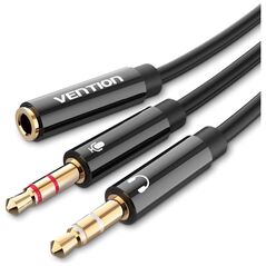 VENTION 2*3.5mm Male to 4Pole 3.5mm Female Audio Cable 0.3M Black ABS Type (BBTBY) (VENBBTBY) έως 12 άτοκες Δόσεις