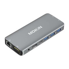 Mokin MOKiN 10 in 1 Adapter Hub USB-C to 3x USB 3.0 + USB-C charging + HDMI + 3.5mm audio + VGA + 2x RJ45 + Micro SD Reader (silver) 059612  MOUC1801-J έως και 12 άτοκες δόσεις 6976301930992