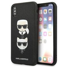 Original Case IPHONE XS MAX Karl Lagerfeld Hardcase Saffiano Ikonik Karl&Choupette Head (KLHCI65SAKICKCBK) black 3666339055011