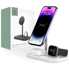 Wireless Magnetic Charger 3in1 15W for Smartphones with MagSafe, AirPods, Apple Watch Watch Tech-Protect QI15W A22 white 9490713930977