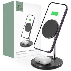 Magnetic 2-in-1 Wireless Charger MagSafe for Smartphone + AirPods Tech-Protect QI15W-A21 black 9490713931080