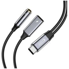 Cable Adapter USB-C - USB-C + mini jack 3,5mm Tech-Protect UltraBoost black 9319456607383