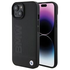 BMW case for iPhone 15 Plus 6,7&quot; BMHCP15MSLLBK black HC Leather Hot Stamp 3666339170820