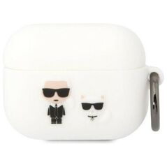 Karl Lagerfeld case for Airpods Pro KLACAPSILKCW white Silicone Karl + Choupette 3666339088200