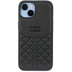 Audi case for iPhone 13 / 14 / 15 6,1&quot; AU-TPUPCIP14-Q8/D1-BK black hardcase Genuine Leather 6955250226417