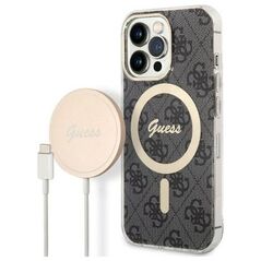 Guess set case + charger for iPhone 13 Pro 6,1&quot; GUBPP13LH4EACSK black hard case 4G Print MagSafe 3666339102791