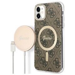 Guess set case + charger for iPhone 11 6,1&quot; GUBPN61H4EACSW brown hard case 4G Print MagSafe 3666339103385