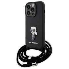 Karl Lagerfeld case for iPhone 15 Pro 6,1&quot; KLHCP15LSASKNPSK black HC Saffiano Ikonik Metal Pin Monogram Crossbody 3666339165895