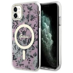 Guess case for iPhone 11 / Xr 6.1&quot; GUHMN61HCFWSP pink hardcase Flower MagSafe 3666339126711