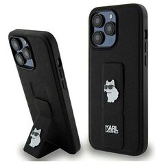 Karl Lagerfeld case for iPhone 13 Pro 6,1&quot; KLHCP13LGSACHPK HC GRIPSTAND SAFFIANO CHOUPETTE PINS BLACK 3666339207373