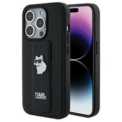 Karl Lagerfeld case for iPhone 14 Pro Max 6,7&quot; KLHCP14XGSACHPK HC GRIPSTAND SAFFIANO CHOUPETTE PINS BLACK 3666339207427