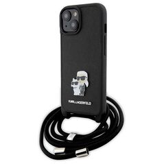 Karl Lagerfeld case for iPhone 15 Plus 6,7&quot; KLHCP15MSAKCPSK black HC Saffiano KC Metal Pin Crossbody 3666339165765