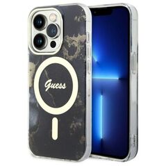 Guess case for iPhone 14 Pro Max 6,7&quot; GUHMP14XHTMRSK black hard case Golden Marble MagSafe 3666339115784