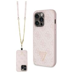Guess case for iPhone 15 Pro 6.1&quot; GUHCP15LP4TDSCPP pink hardcase Crossbody 4G Metal Logo 3666339147242