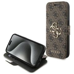 Original Case APPLE IPHONE 15 PRO Guess Book 4G Metal Gold Logo (GUBKP15L4GMGBR) brown 3666339194444