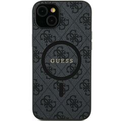 Guess 4G Collection Leather Metal Logo MagSafe Case for Samsung Galaxy S24 Ultra - Black