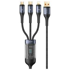 3in1 Cable 66W 1.2m USB - USB-C + micro USB + Lightning Digital Display PD Fast Charge SJ582USB01 (US-SJ582) 6958444901916