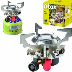 Gas camping stove with gas cartridges (thread or valve) ATOS piezo igniter 1.8kW