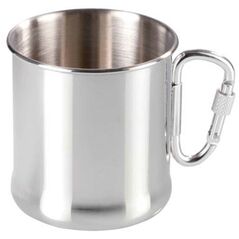 Stainless steel tourist mug with carabiner, 270 ml