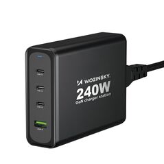 Wozinsky WGCSB 240W GaN wall charger USB-A / 3 x USB-C - black