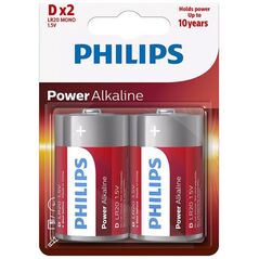 Philips Power Αλκαλικές Μπαταρίες D 1.5V 2τμχ (LR20P2B/10) (PHILR20P2B-10) έως 12 άτοκες Δόσεις