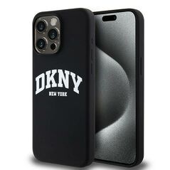 Original Case APPLE IPHONE 15 PRO MAX DKNY Hardcase Liquid Silicone White Printed Logo MagSafe (DKHMP15XSNYACH) black 3666339266721