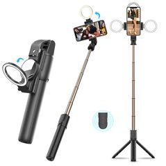 Techsuit Selfie Stick with Remote Control and LED Light, 84cm - Techsuit (K13) - Black 5949419123526 έως 12 άτοκες Δόσεις