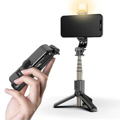 Techsuit Stable Selfie Stick with Tripod and Light, 70cm, Mini - Techsuit (L10s) - Black 5949419122581 έως 12 άτοκες Δόσεις