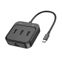 Hoco Adaptor USB-C la 3x USB2.0 + RJ45, 0.2m - Hoco Easy Link (HB35) - Black 6931474798978 έως 12 άτοκες Δόσεις