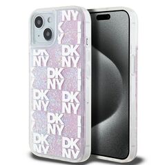 DKNY case for iPhone 15 6,1&quot; DKHCP15SLCPEPP white HC liquid glitters w checkered pattern 3666339271176