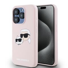 Karl Lagerfeld case for iPhone 15 Pro 6,1&quot; KLHMP15LSKCHPPLP pink HC Magsafe silicone sil double heads print 3666339256869