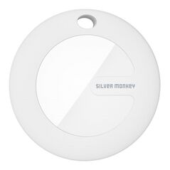 Silver Monkey Tag locator compatible with Apple FindMy - white