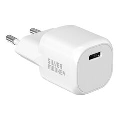 Silver Monkey Mini USB-C 20W PD wall charger - white