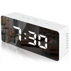 Mirror Digital Clock Electronic Led / Alarm Clock / Thermometer white 5902429907128