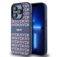 DKNY case for iPhone 15 Pro 6,1&quot; DKHCP15LPRTHSLB blue HC PU repeat texture pattern w tonal stripe 3666339260835