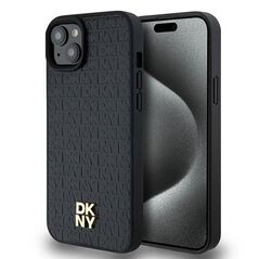 DKNY case for iPhone 15 6,1&quot; DKHMP15SPSHRPSK czarna HC Magsafe pu repeat pattern w stack logo 3666339261511