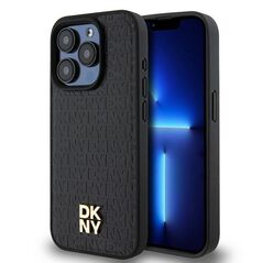 DKNY case for iPhone 15 Pro 6,1&quot; DKHMP15LPSHRPSK black HC Magsafe pu repeat pattern w stack logo 3666339261535
