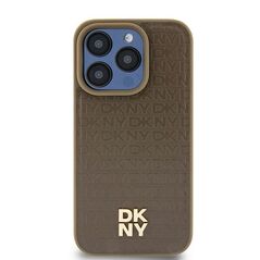 DKNY case for iPhone 15 6,1&quot; DKHMP15SPSHRPSW brown HC Magsafe pu repeat pattern w stack logo 3666339261795