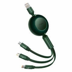 Baseus Bright Mirror 3 USB 3-in-1 cable for micro USB / USB-C / Lightning 66W / 2A 1.1m Green (CAMJ010106) (BASCAMJ010106) έως 12 άτοκες Δόσεις