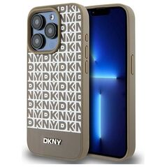 DKNY case for iPhone 15 Pro Max 6,7&quot; DKHMP15XPSOSPW black HC Magsafe pu repeat pattern w bottom stripe 3666339262105