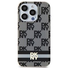 DKNY case for iPhone 15 6,1&quot; DKHMP15SHCPTSK black HC Magsafe pc tpu checkered pattern w printed stripes 3666339269357