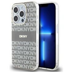 DKNY case for iPhone 15 Pro Max 6,7&quot; DKHMP15XHRHSEE black HC Magsafe pc tpu repeat texture pattern w stripe 3666339267988