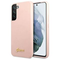Original Case SAMSUNG GALAXY S22+ PLUS Guess Hardcase Silicone Script Metal Logo (GUHCS22MLSLMGPP) light pink 3666339042455