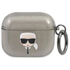 Original Case APPLE AIRPODS 3 Karl Lagerfeld Cover Glitter Karl`s Head (KLA3UKHGK) black 3666339030278
