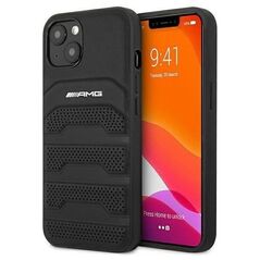 Case IPHONE 13 MINI Mercedes AMG Hardcase Leather Debossed Lines (AMHCP13SGSEBK) black 3666339018931