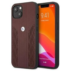 Original Case IPHONE 13 MINI BMW Hardcase Leather Curve Perforate (BMHCP13SRSPPR) red 3666339021856
