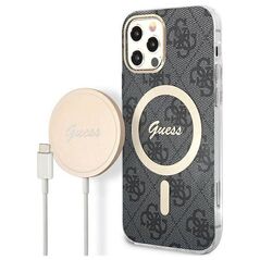 Original Case IPHONE 12 / 12 PRO Guess Hardcase 4G Print MagSafe + Wireless Charger (GUBPP14MH4EACSB) black 3666339102777